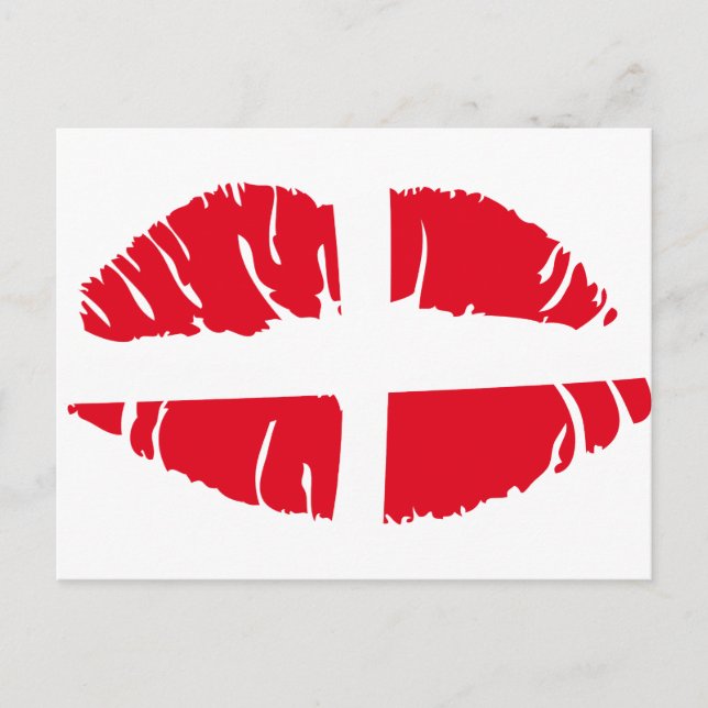 Dansk danmark-flagga läppstift vykort (Framsida)