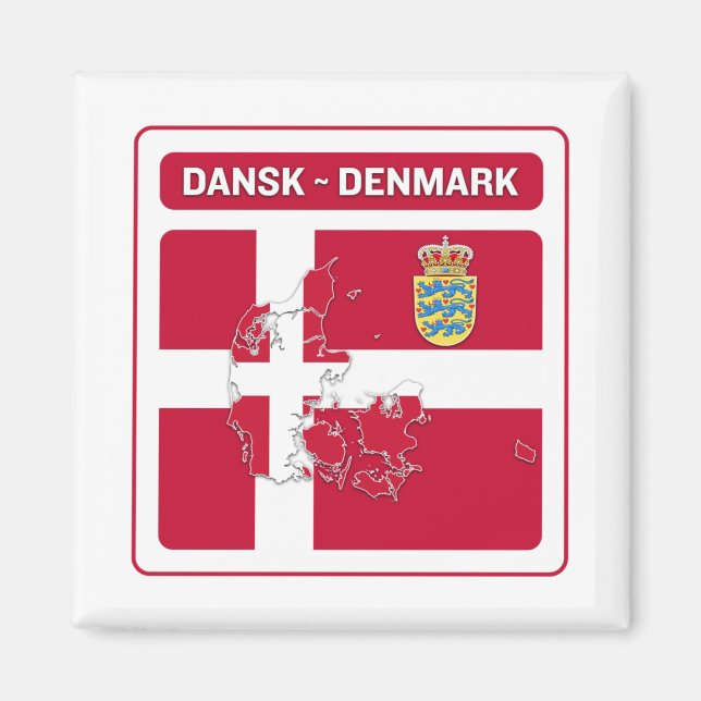 Dansk Danmark Flagga Magnet (Framsidan)
