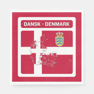 Dansk Danmark Flagga Pappersservett