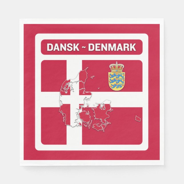 Dansk Danmark Flagga Pappersservett (Framsidan)