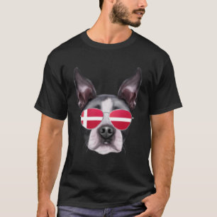 Dansk Flagga Boston Terrier Hund Danmark Pocket T Shirt