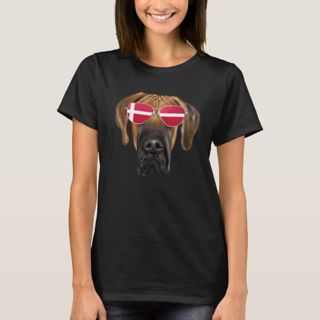 Dansk Flagga Brown Great dane Hund Danmark Pocket T Shirt (Framsida)