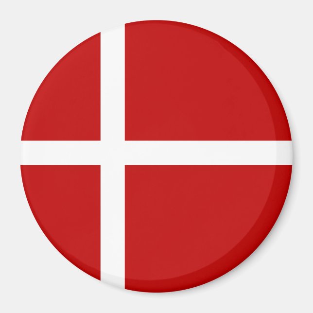 Dansk Flagga Dannebrog Red White Magnet (Framsidan)