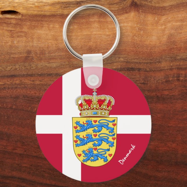 Dansk flagga, emblem och danska helgdag/sport nyckelring (Framsida)