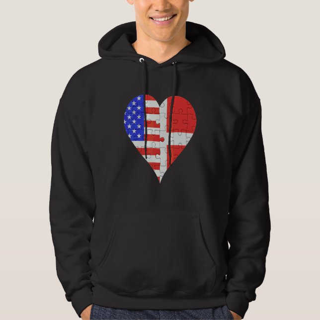 Dansk Flagga Heart Hoodie (Framsida)
