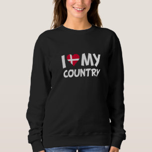 Dansk Flagga Heart I Kärlek My Land Danmark T Shirt
