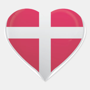 Dansk flagga-hjärtdekalk för pride hjärtformat klistermärke