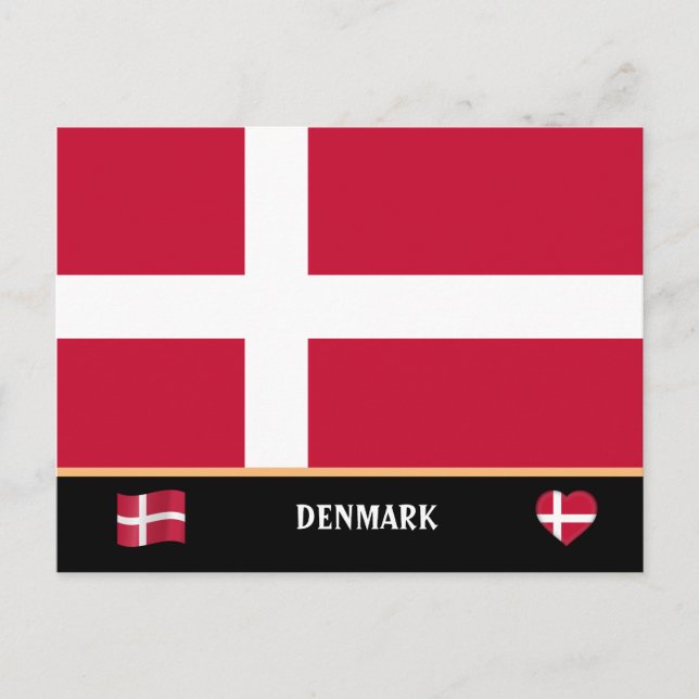 Dansk Flagga och danska land / Danmark Vykort (Framsida)