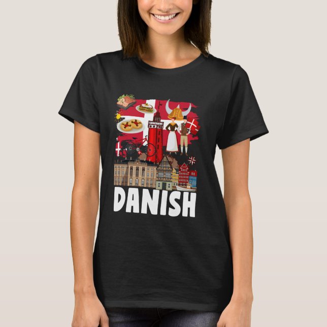 Dansk Flagga Outfit Idea För barn Danmark Flagga & T Shirt (Framsida)