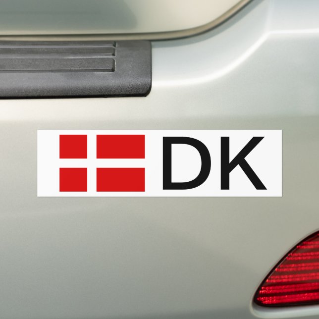 Dansk flagga-stötfångare med land-kod bildekal (På Bil)