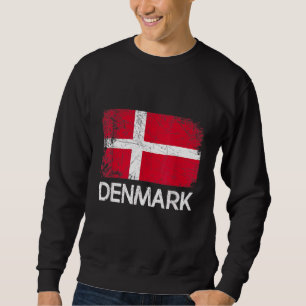 Dansk Flagga Vintage Lång Ärmad Tröja