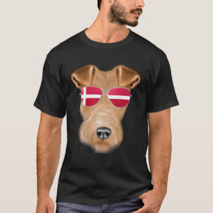 Dansk Flagga Wire Fox Terrier Hund Danmark Pocket T Shirt