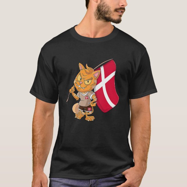 Dansk fläkt-katt t shirt (Framsida)
