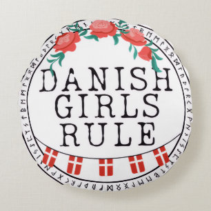 Dansk flicka's Pillow Rund Kudde