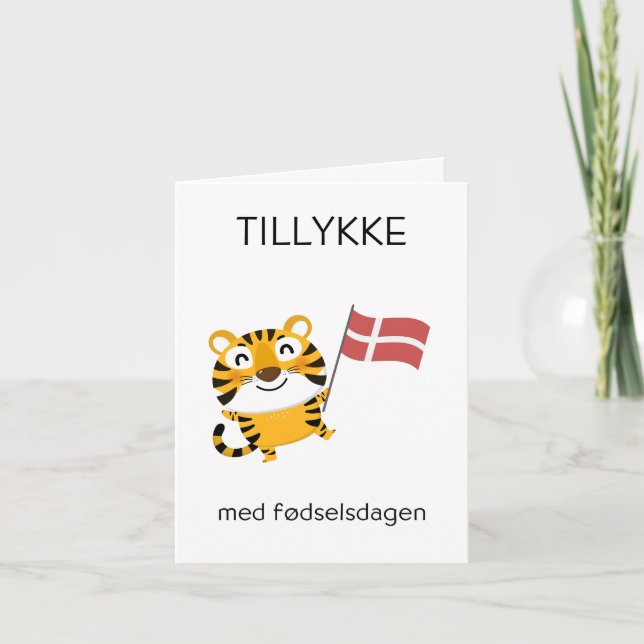 Dansk födelsedagskort - Tillykke med fødselsdagen Kort (Framsida)