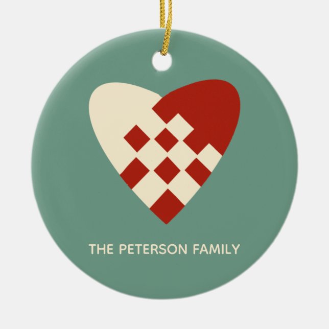 Dansk Hjärt jul Julgransprydnad Keramik (Framsidan)