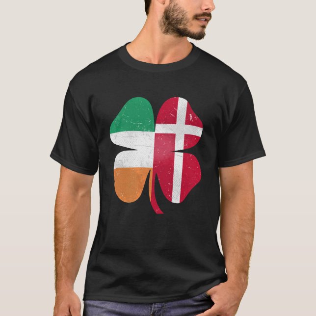 Dansk Irish Shamrock Danmark Ireland St. Patrick' T Shirt (Framsida)