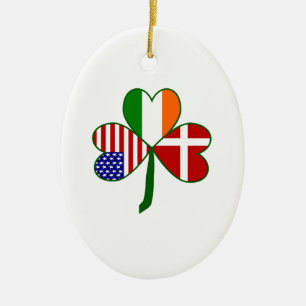 Dansk-Irländsk-amerikansk Shamrock Julgransprydnad Keramik
