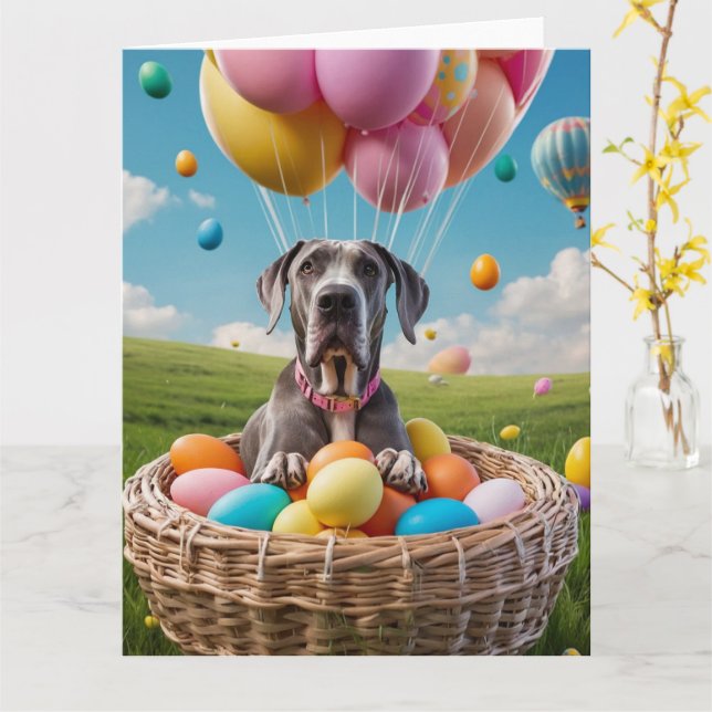 Dansk jättehund påskägg  kort (Gul blomma)