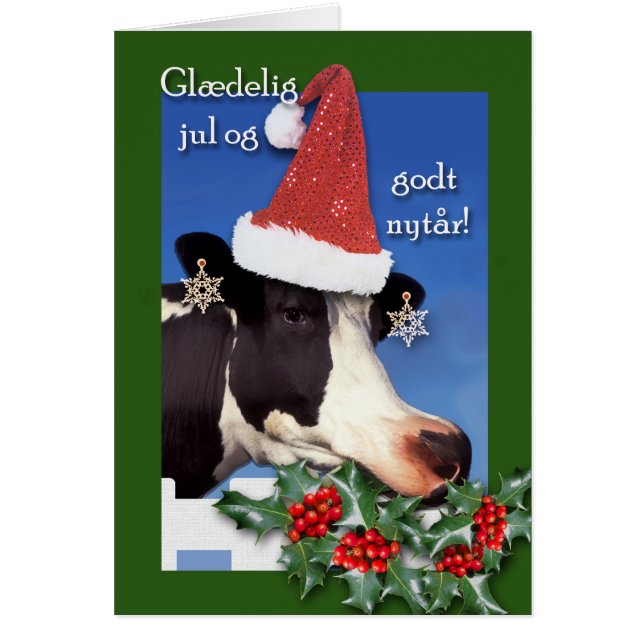 Dansk jul Glaedelig jul med Cow Hälsningskort (Framsidan)