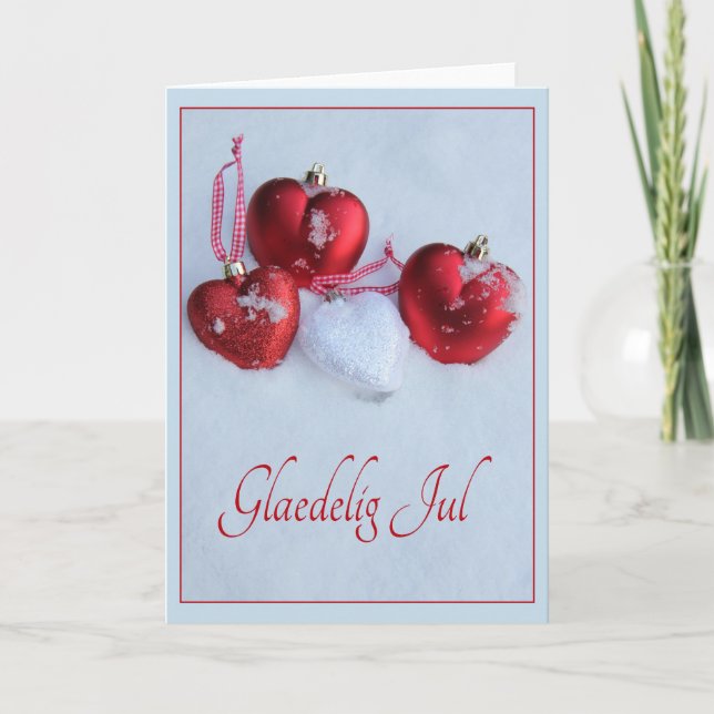 Dansk julkort - Glæ delig Jul Helgkort (Framsida)