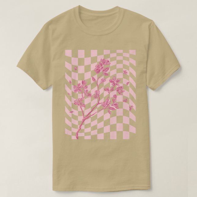 Dansk Pastel Aesthetic Cherry Blommar Japansk SA T Shirt (Design framsida)