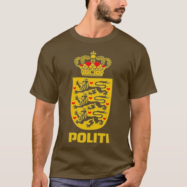 Dansk polis Politi T Shirt (Framsida)