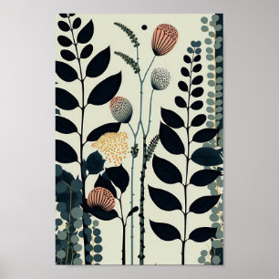 Dansk skandinavisk Blommigt Minimalistisk konst Poster