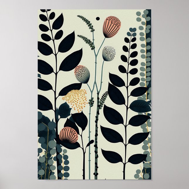 Dansk skandinavisk Blommigt Minimalistisk konst Poster (Framsidan)