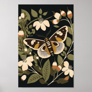 Dansk skandinavisk fjäril Blommigt Boho Art Poster