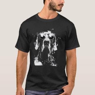 Dansk storer med solglasögon Vit Splash Art Hund T Shirt