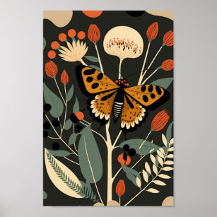 Dansk utskrift av Scandinavian Scandi Butterfly Ar Poster
