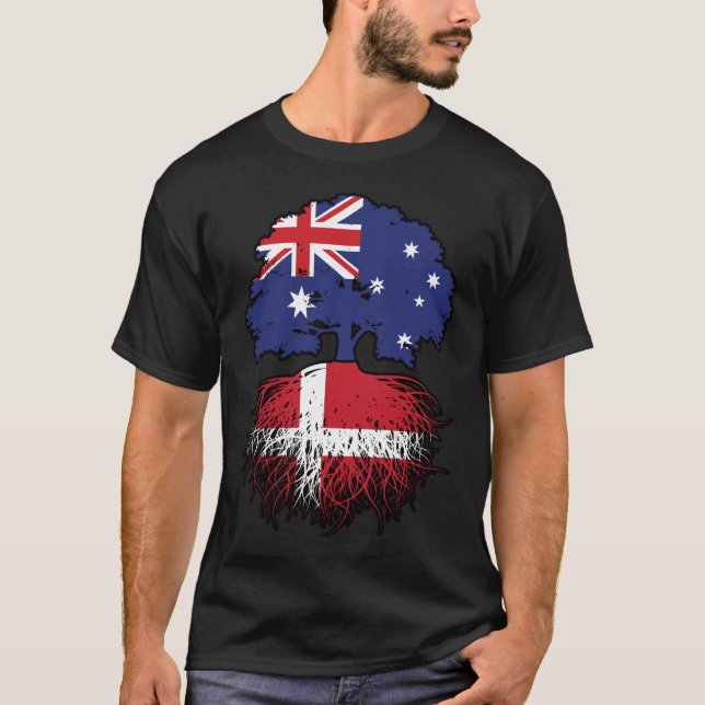 Danska australiska Australiens Träd-rötter T Shirt (Framsida)