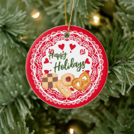 Danska cookies Glad helg Ornamred blue (rödblått) Julgransprydnad Keramik