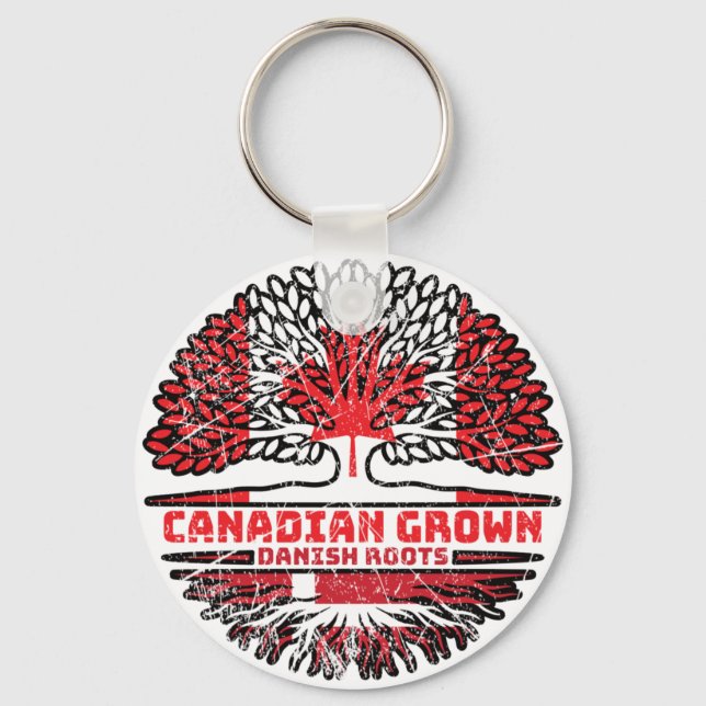 Danska Danmark Kanada Canada Träd Roots Flagga Nyckelring (Framsida)