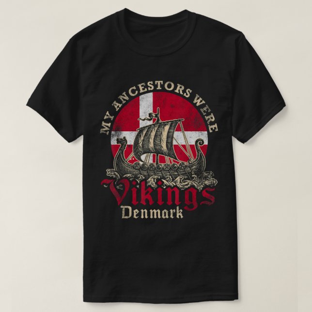 Danska Danmark Viking Frakt Flagga T Shirt (Design framsida)