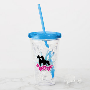 Danska doggar med hibiskusblommor take away mugg
