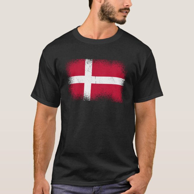 Danska Flagga Danmark T Shirt (Framsida)