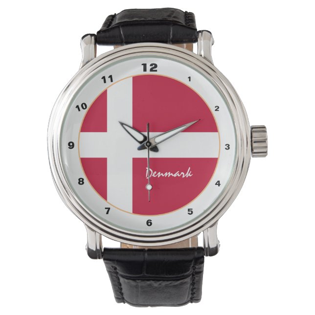 Danska Flagga & Danmark trendig mode /design Armbandsur (Framsida)
