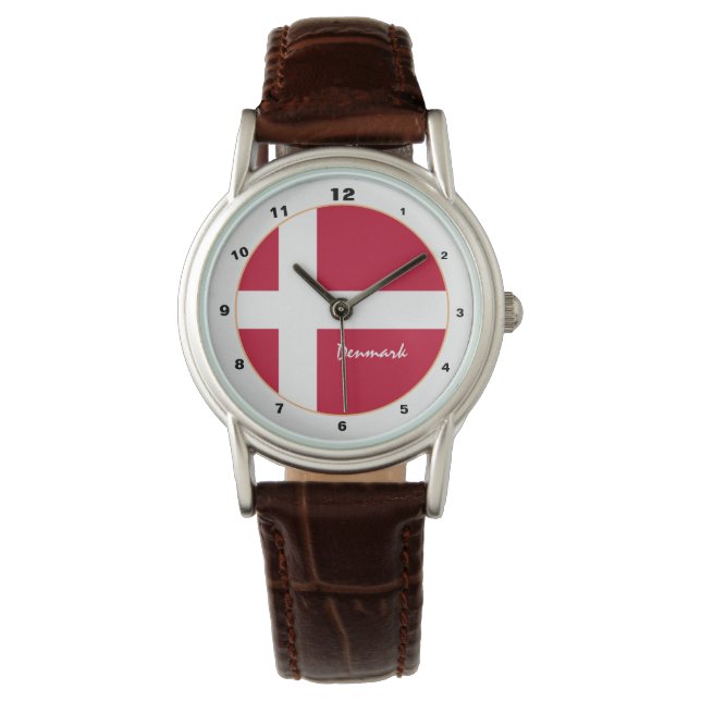 Danska Flagga & Danmark trendig mode /design Armbandsur (Framsida)