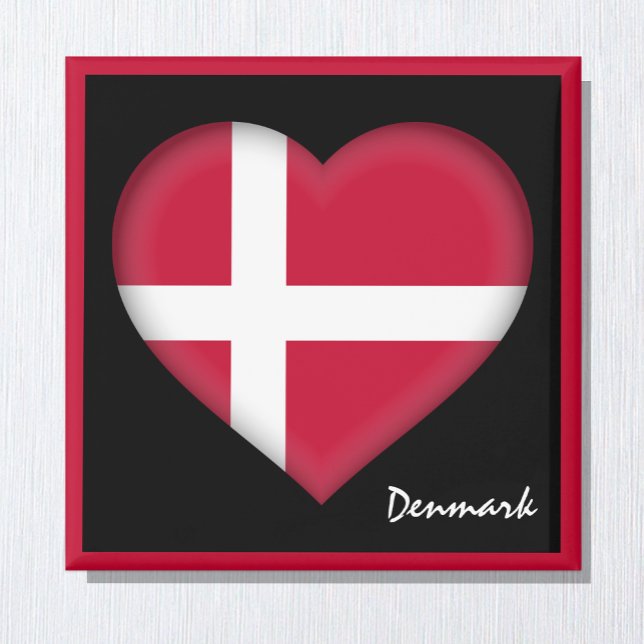 Danska flagga & danska Heart, Danmark helgdag/spor Magnet (Skapare uppladdad)