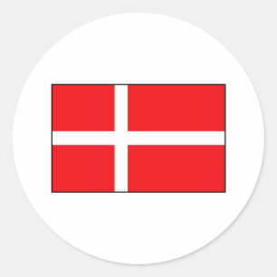 Danska Flagga T-tröjor och presenter Runt Klistermärke