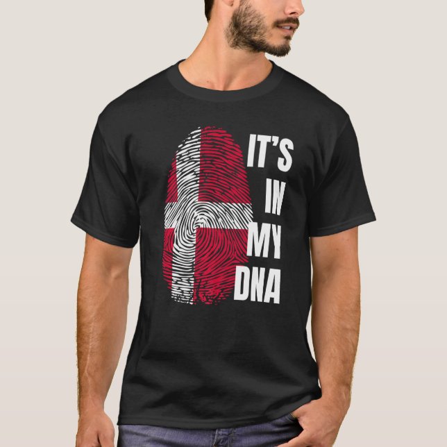 Danska Flagga Viking Dna Fingerprint Danmark T Shirt (Framsida)