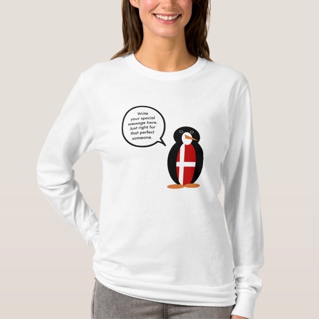 Danska Flagga Vilda Djur Pingvin Personlig Gåva T Shirt (Framsida)