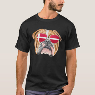 Danska Flaggan Bulldog Hund Danmark Fickformat T Shirt