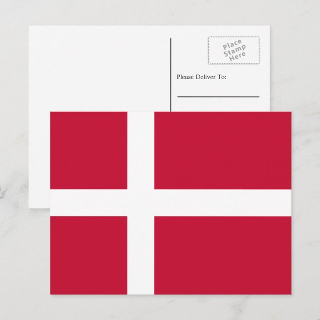 Danska flaggan, Danmarks flagga Vykort (Fram/baksida)