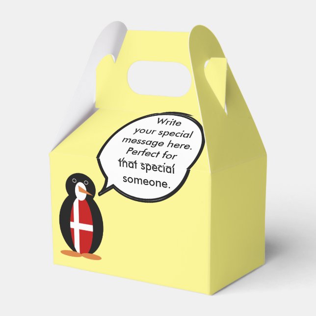 Danska flaggan Talande Ms. Pingvin Personlig Presentaskar (Baksidan Sidan)