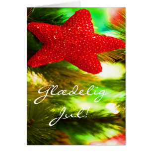 Danska julglæ delig Jul,Godt Nytår Red Star Hälsningskort