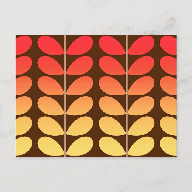 Danska Löv i mitten av århundradet, Brown, Orange  Vykort (Framsida)
