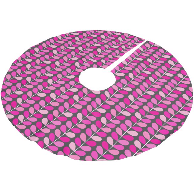 Danska Löv i mitten av århundradet, Rosa och Grått Julgransmatta Borstad Polyester (Vinklad)